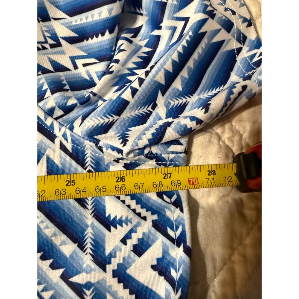 Panhandle Performance Mens XXL Blue White Aztec Southwestern Snap Polo Shirt - Picture 11 of 13
